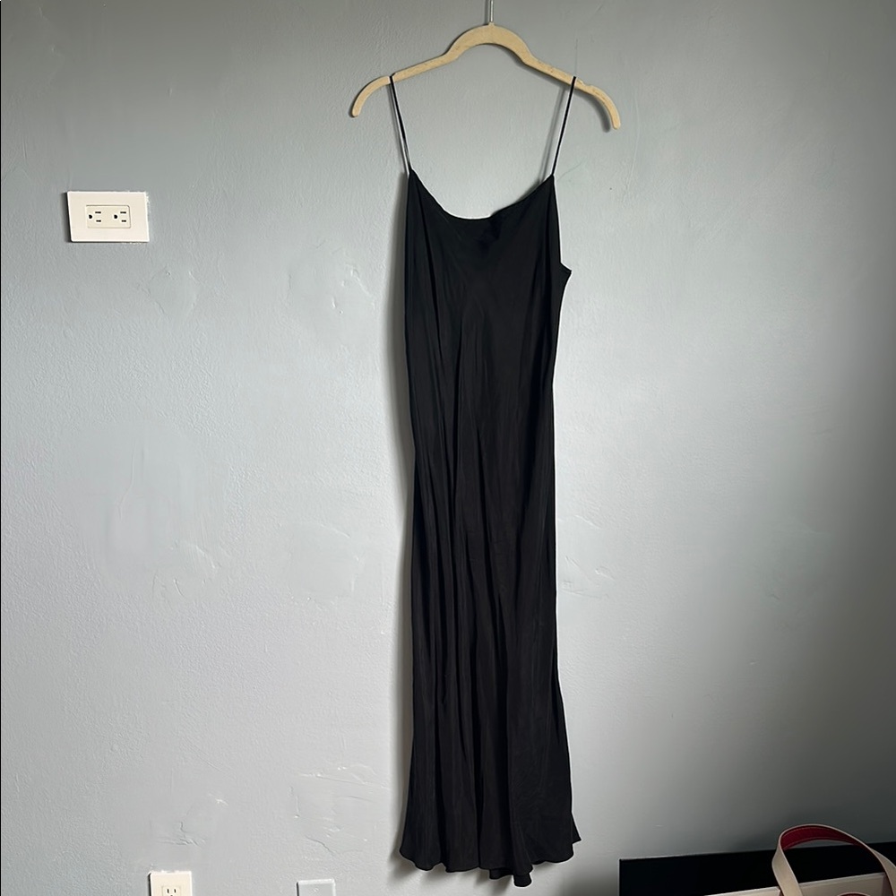 J Crew Cupro Elegant Black Spaghetti Strap Dress
